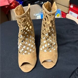 Tan Peep-Toe Women Shoes